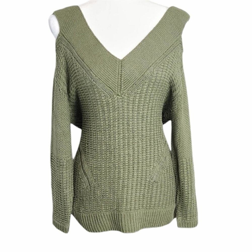 Per Se by‎ Carlisle  V-Neck Army Green Sweater L